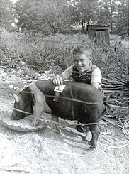 Nash Huber with his prize pig