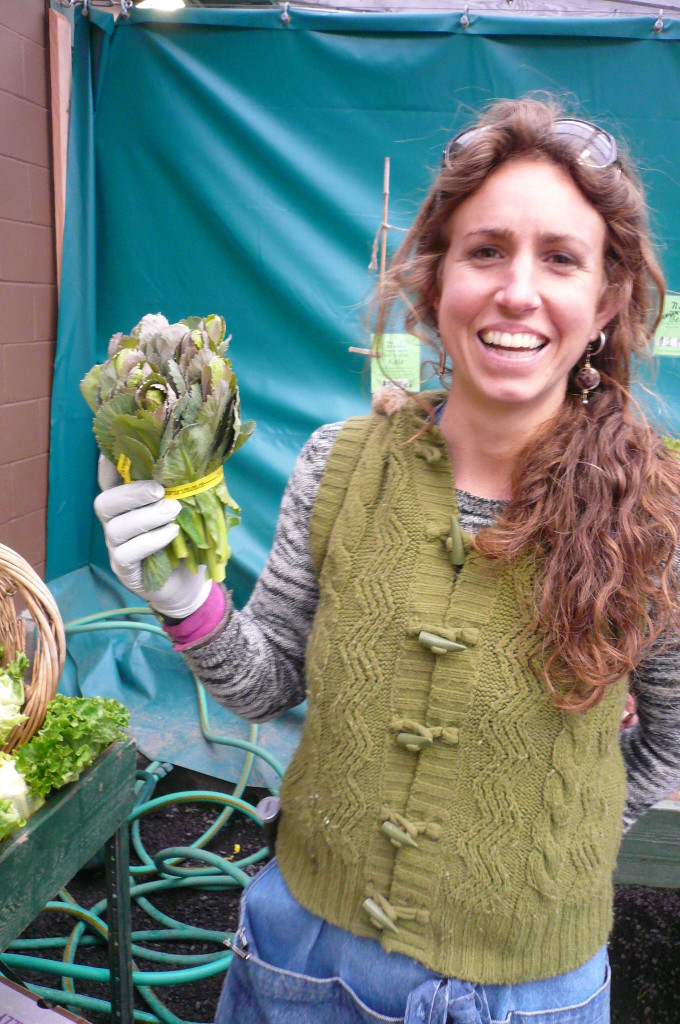 Eliza with green cabbage raab