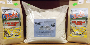 Hard red wheat flour and soft white wheat flour packages